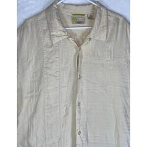 Cubavera Shirt Men XL Tan Neutral 100% Linen Button Up Short Sleeve Beach Resort